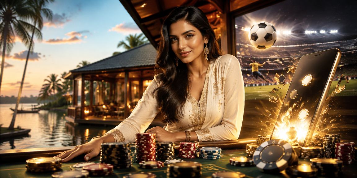 Kerala resident enjoying sports betting themed images with kurti attire